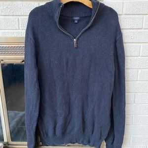 J. Crew Cardigan Navy Half Zip SZ L Tall